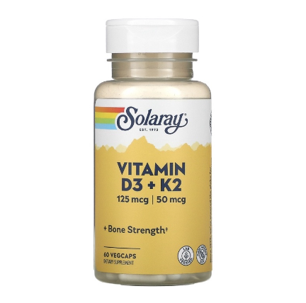 Solaray Vitamin D3 + K2 Soy Free 125 Mcg (5000 IU)