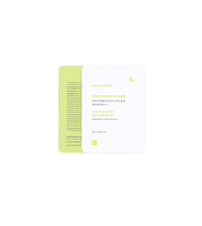 Glow Screen Sun Gel SPF50+ PA++++  Non-sticky Weightless  Niacinamide Vegan 2ML