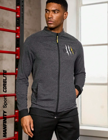 Manfinity Sport Corelite Men Graphic Print Zip Up Bomber Jacket Workout Tops
