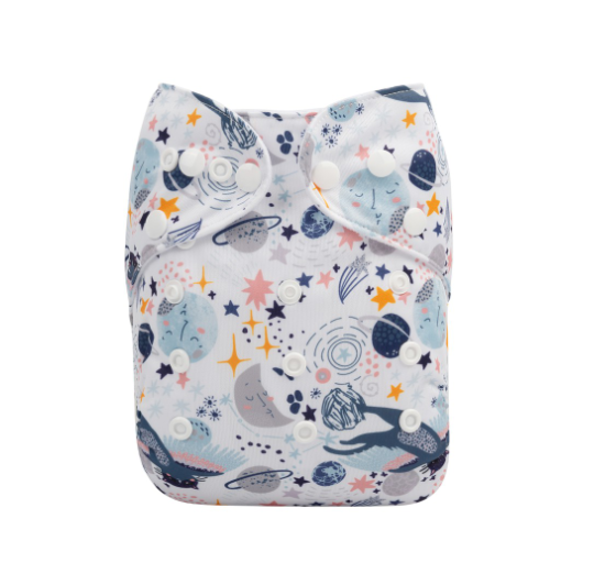 Alva Baby Cloth Diapers 1Set With Bamboo Charcoal Insert Printed Washable Diapers Cloth Diaper Pocket Nappy D33