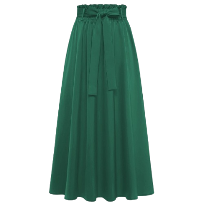 Lovito Women Belted Tie Front Skirt LNE31202 (Green/Black)