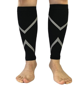 Men Sport Running Compression Reflective Tape Calf Brace Support Leg Sleeves