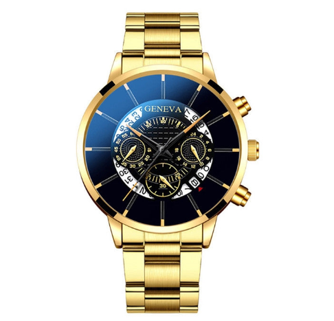 Fashion Geneva Watch Men Stainless Steel Watch With Calendar 004