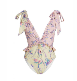 Pink Printed Lace-Up One Piece Panel Swimsuit Push Up Women's Summer Swiming Suit 2022 Luxury Monok