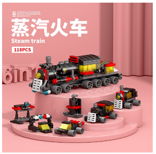 City Series 6 IN 1 SWAT Engineering Vehicle Educational Toy Model Block Toys Boy Children's Day Gift B25