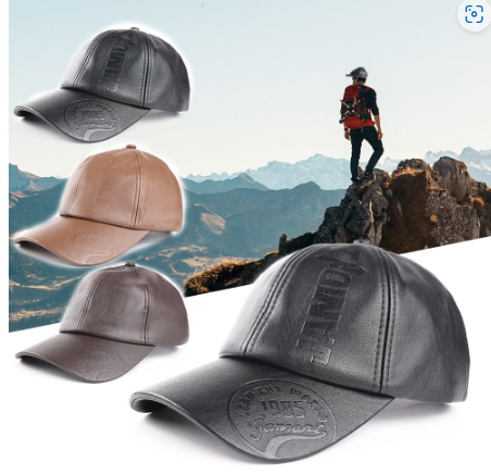 1Pc Trendy Warm PU Leather Baseball Cap Style Ponycap Dad Hat for Men for Sport ]