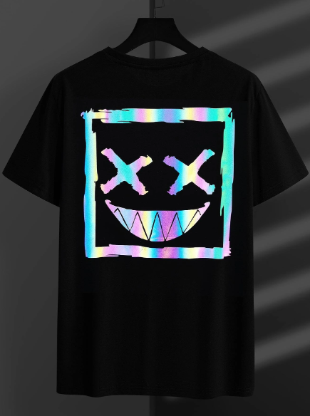 Manfinity EMRG Men T-Shirts Fit Crew Neck Short Sleeve Graphic Tee Smile Face Street Summer Polyester