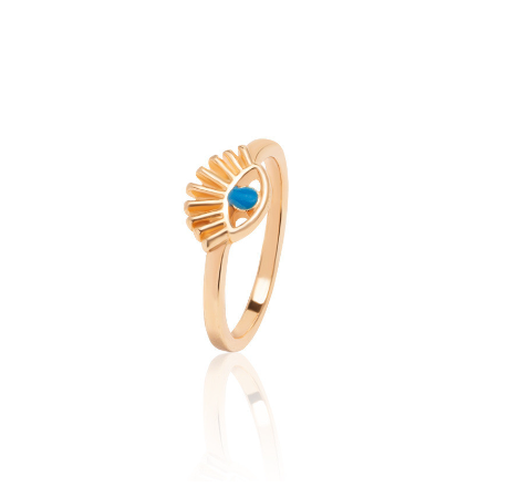 Oil Painting Gold-Plated Devil's Eye Ring Personalized Electroplated Women's Fashion Ring Opening Women's Accessories Jewelry D13