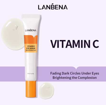 Lanbena Vitamin C Eye Serum Brightening Fading Dark Circles Eye Lines Anti-Wrinkle Firming AgainstPuffiness Eye Care 20g