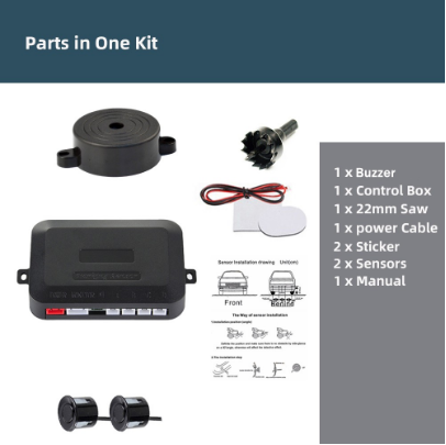 Car Parking Sensor Kit Buzzer 2 Sensors 22mm Reverse Backup Radar Sound Alert Vehicle Alarm Systems Probe System 12V