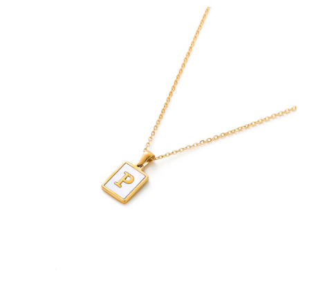 St.kunkka Stainless Steel Gold Letter Pendant Necklace Ladies A-Z Letter Necklace for Gift P