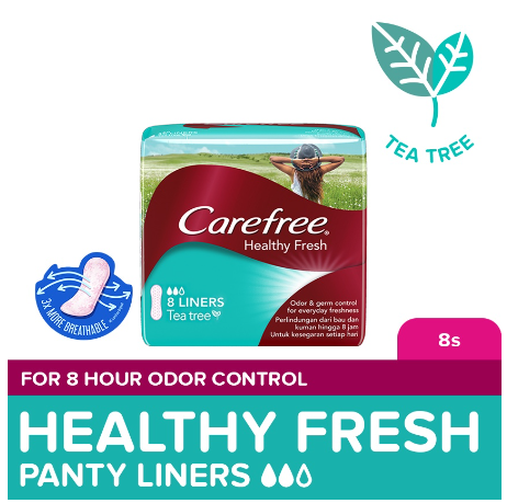 Carefree Healthy Fresh Panty Liners 8s - Feminine Care, Odor Control, Absorb Discharge