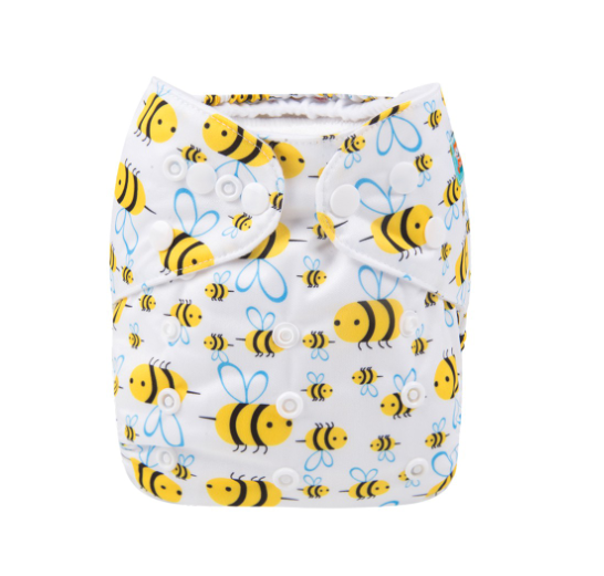 Alva Baby Cloth Diapers 1Set With Bamboo Charcoal Insert Printed Washable Diapers Cloth Diaper Pocket Nappy D16