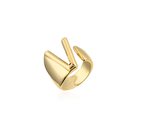 New Copper Plated Gold 26 A-Z Letter Opening Adjustable Ring Women's Initial Name Gold Jewelry Commemorative Couple Gift V