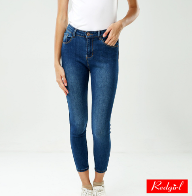 Red Girl Denim Long Pants Slim & Cropped Femme RBB21-0174