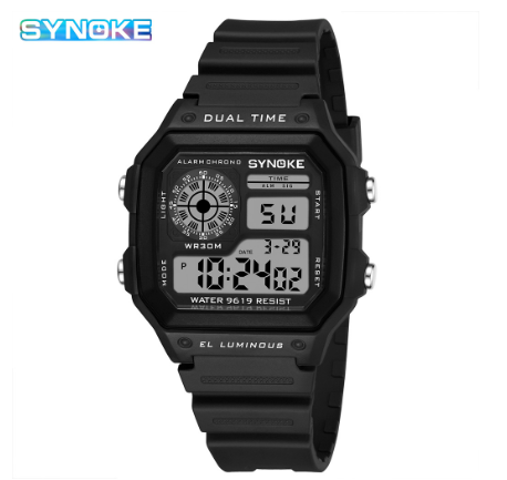 SYNOKE Men's Watch Sports LED Display Watch Luxury Digital Waterproof Watch BLACK