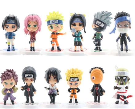 Naruto Gaara Itachi Anime Chibi 6pcs./Set Mini Figure with Base Toy
