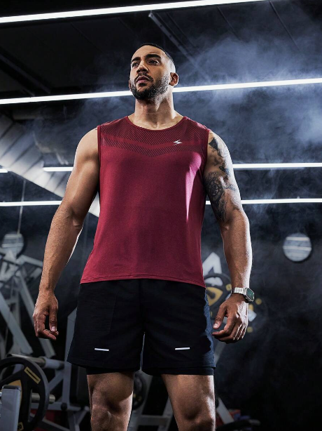 Men Loose Fit Lightning Printed Round Neck Sports Tank Top Workout Tops