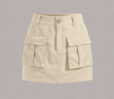 Lovito Women Casual Plain Pocket Skirt L77ED183