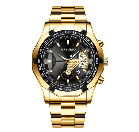 Original Luxury Golden Fashion Men's Watch Calendar Luminous Waterproof Stainless Steel Watch M2