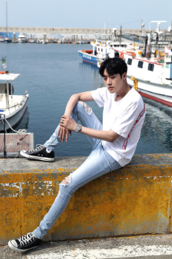 OnlyYouth Mens Korean Fashion Ripped Jeans Light Blue OPPA Pants