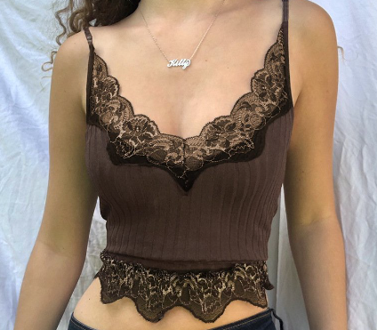 Women Low Cut Lace Patchwork Backless Tank Camis