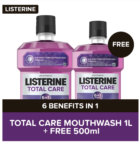 Listerine Total Care Mouthwash Sulit Pack (1L + Free 500ml)