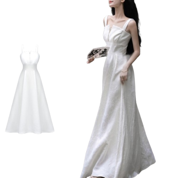 Lovito Women Casual Plain Split Ruffle Dress L71ED134 (White)