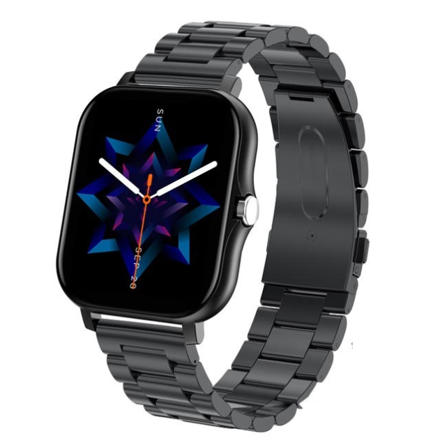 Smart Watch for Men and Women BLACK Thick Strap (Waterproof, Sports, Fitness, Bluetooth, Touchscreen, Stainless Steel)