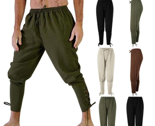 Men's Ankle Banded Pants Medieval Viking Navigator Trousers