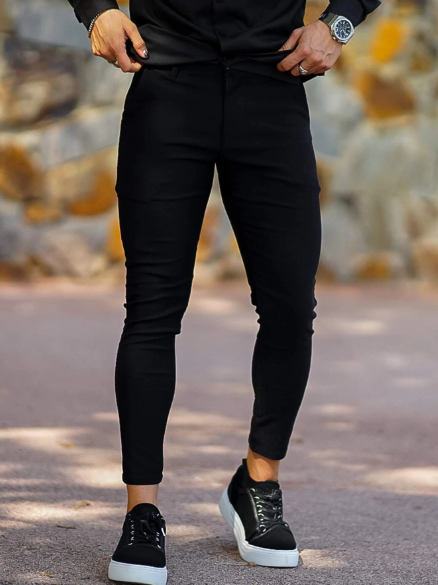 Men Solid Slant Pocket Pants