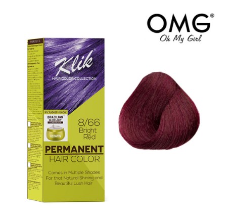 KLIK Permanent Hair Color Cream 60ML - 8.66 Bright Red