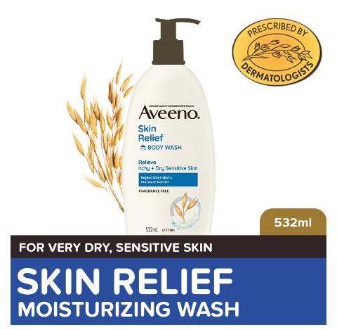 Aveeno Skin Relief Body Wash 532ml - Bodywash for Sensitive/Dry/Itchy Skin, Eczema,Atopic Dermatitis