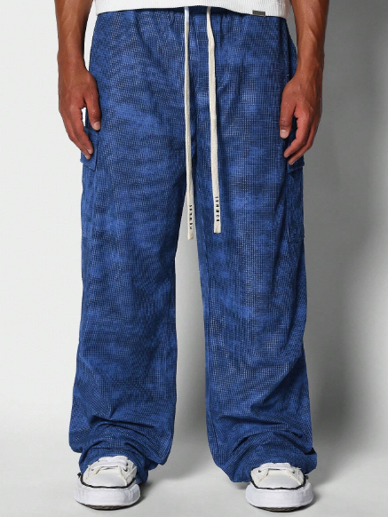 SUMWON Loose Fit Corduroy Cargo Pant With All Over Print & Drawcord Detail