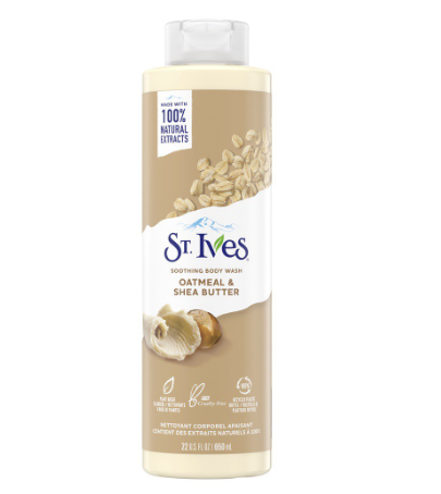St. Ives Oatmeal & Shea Butter Soothing Body Wash Made with 100% Natural Exfoliants 22oz
