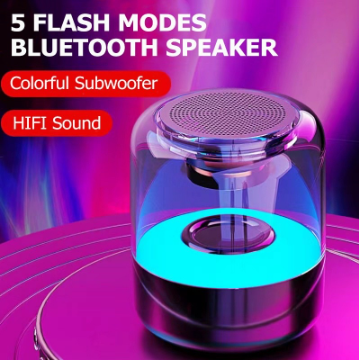 Glass Wireless Bluetooth Speaker Fashion Color Light Subwoofer Speaker luminous Speakers
