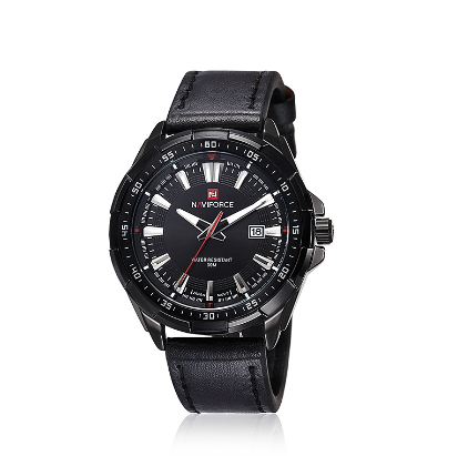 Men Leather Band Quartz Military Watch 30M Water Resistant Luminous