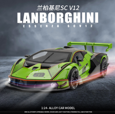 1/24 Scale Lamborghini SCV12 Diecast Alloy Pull Back Car Collectable Toy Gifts for Children