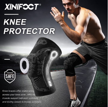 1PCS Elastic Silicone Gel Pad Knee Support Brace Kneepad Protection Knee Sleeve for Sport black