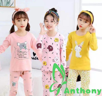 Anthony Korea Fashion Kids Girls Terno Pajama Long Sleeve 2-9 Years Old