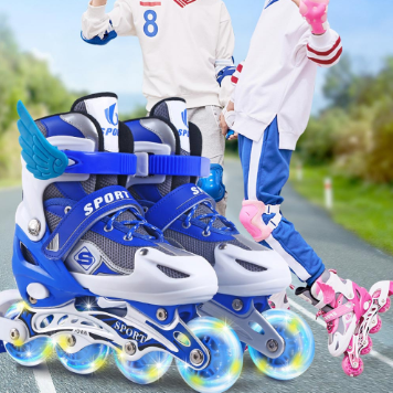 Roller Skate Shoes for Kids Roller Blades Skater Shoes Adjustable Outdoor LED Flash Roller Blades