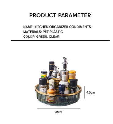 LOCAUPIN 360° Rotating Kitchen Shelf Organizer Condiment Spice Spinner with Handle Turntable Tray