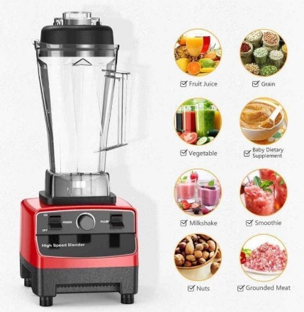 Commercial 3HP Blender Ice Crusher 1500W (Red) 2L Electric Blender Ice Crusher | Pretty Homes