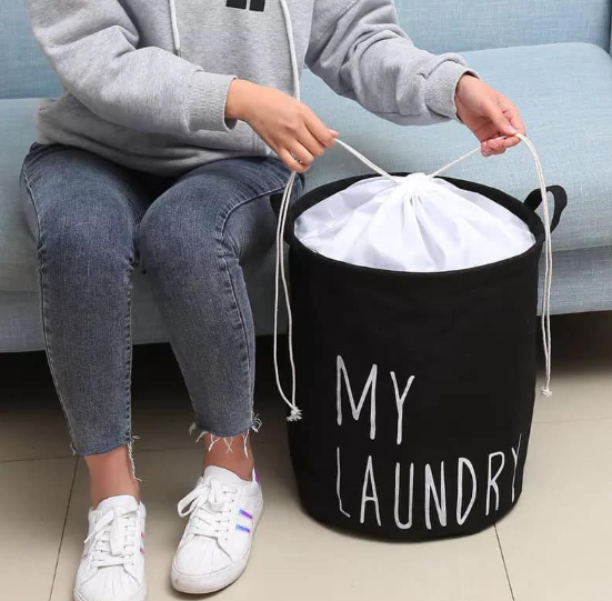 Drawstring Folding Storage Laundry Basket Waterproof Dirty Clothes Hamper