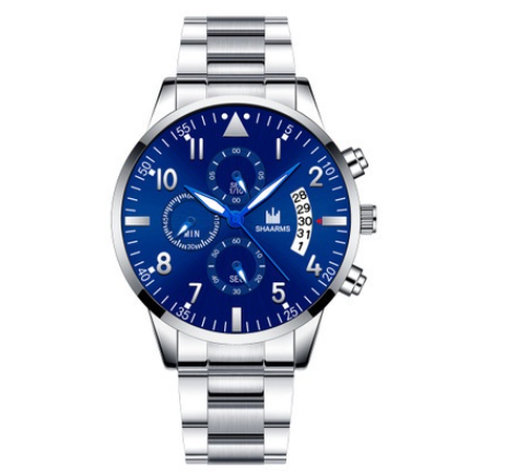 SHAARMS Stainless Steel Quartz Watch Date Calendar Men Business Watches M12
