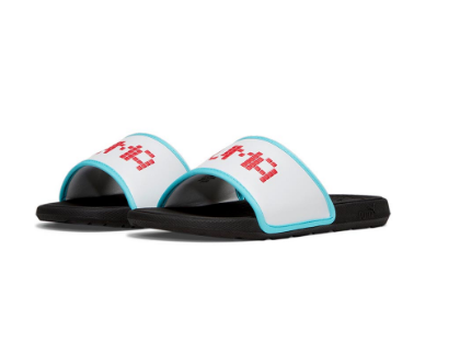 PUMA Unisex Cool Cat 2.0 Let's Play Youth Slides Slippers (White)