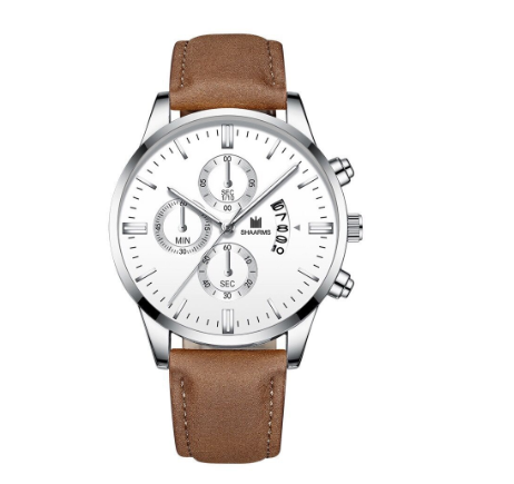 SHAARMS Men Business Leather Strap Quartz Wrist Watch with Date Calendar M009