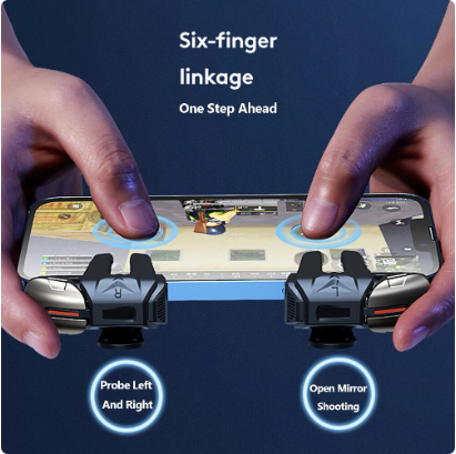 1 Pair 6 Finger Game Controller Gamepad Sensitive Gaming Aim Shooting Triggers Joystick Button for PUBG Mobile
