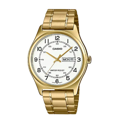Casio Gold Stainless Steel Strap Date Display Quartz Watch for Men