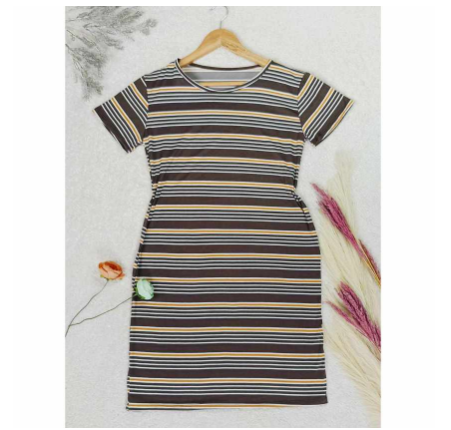 Maternity Taytay Supplier Maternity Dress Casual Tshirt Dress (Stripes) MD8